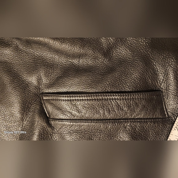 Vintage Black J. Ferrar Genuine Leather Coat W/Buttons Men's - Picture 11 of 16